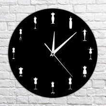 Load image into Gallery viewer, 1Piece Fashion Store Sewing Room Tailor Dolls Iconic Wall Clock Modern Design Dummy Dress Mannequin Wall Watch Tailors Decor