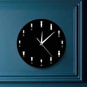 1Piece Fashion Store Sewing Room Tailor Dolls Iconic Wall Clock Modern Design Dummy Dress Mannequin Wall Watch Tailors Decor
