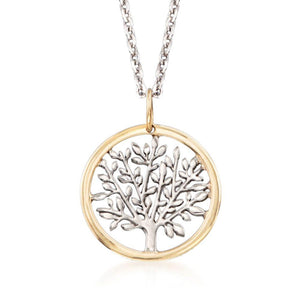 Classic Essential Tree Of Life Circular Pendant Necklace in 14K Gold Plating (Options Available)