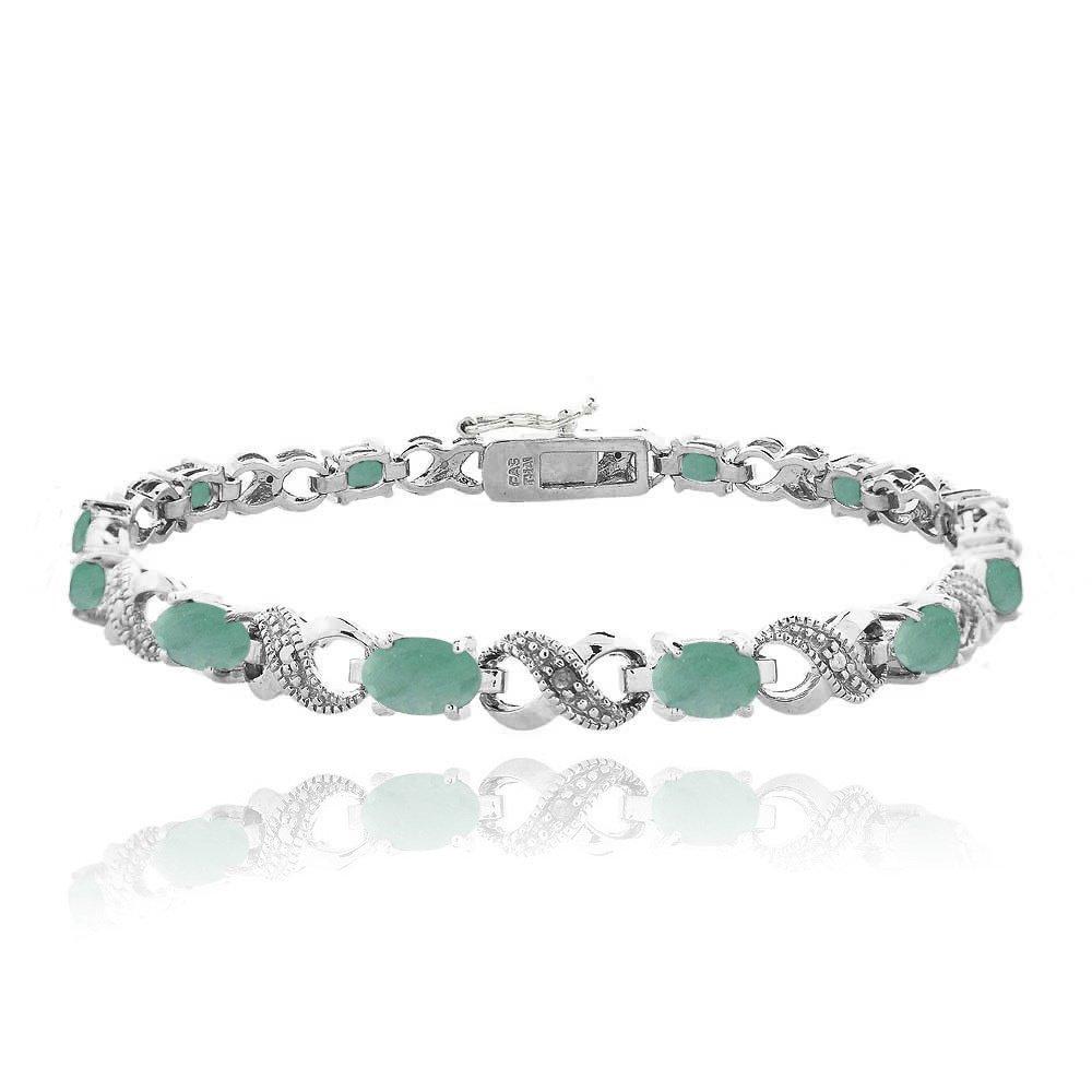 10.00 CT Genuine Opal Infinity Bracelet Embellished with Swarovski Crystals in 18K White Gold Plated