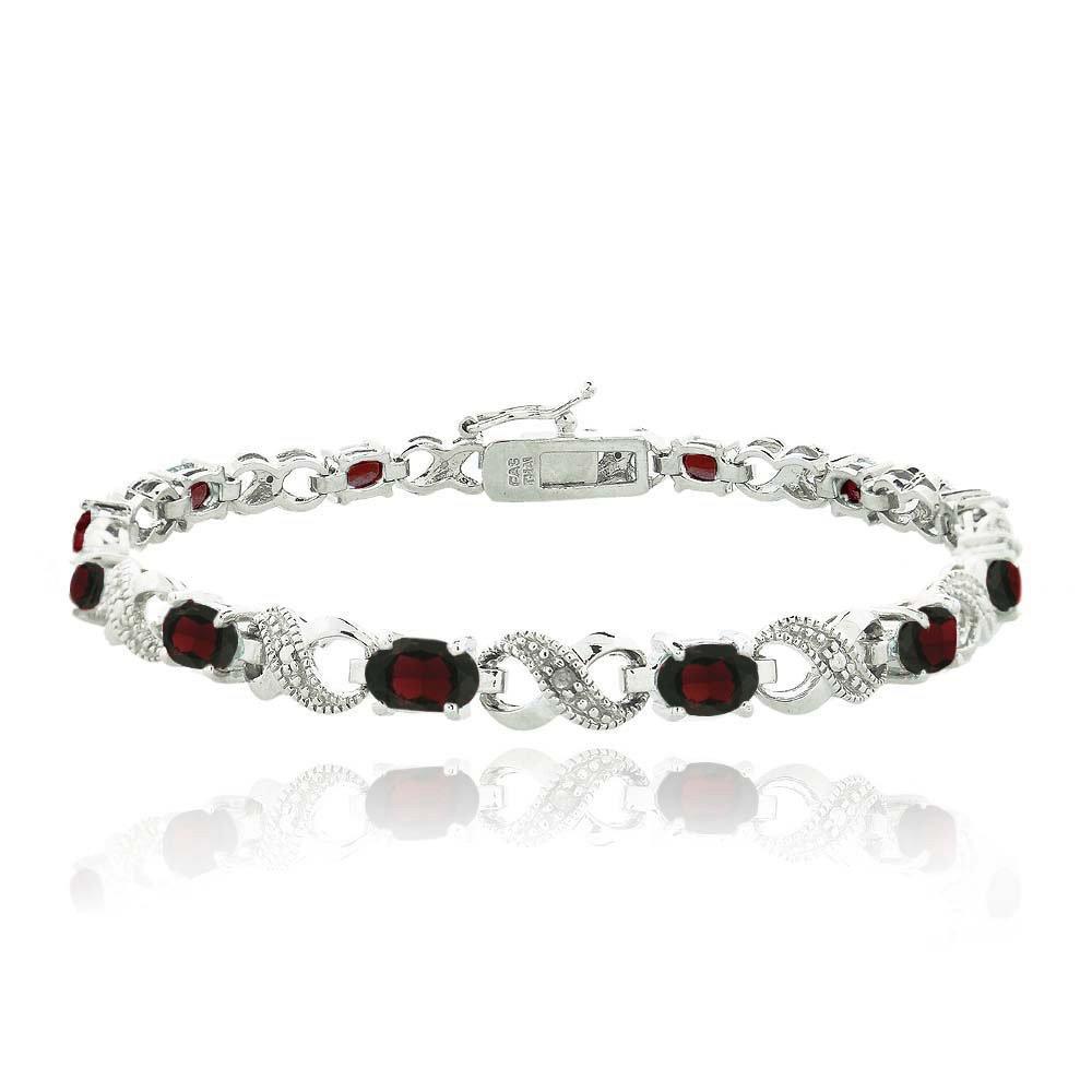 10.00 CT Genuine Ruby Infinity Bracelet Embellished with Swarovski Crystals in 18K White Gold Plated