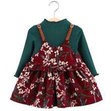 Load image into Gallery viewer, Fall Winter Wear Brand 2018 New Baby Girls Clothes Long-sleeved Floral Plus Velvet Dress+Fur Vest 2Pcs Suit Girls Clothes Sets