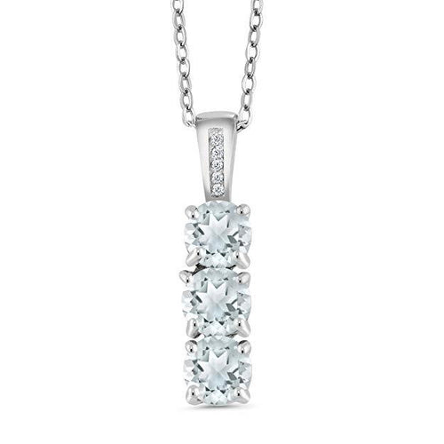 3.00 CT Triple Stone Drop White Topaz Necklace in 18K White Gold Plated