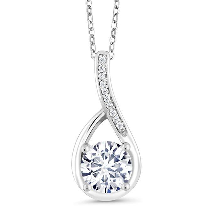 Classic Teardrop Pave Necklace Embellished with Swarovski Elements in 18K White Gold Plated