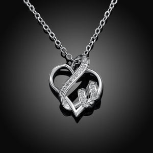 Intertwined Hearts Necklace with Swarovski Elements in 18K White Gold