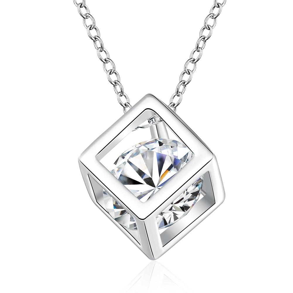 Rubix Cube Swarovski Elements Necklace in 18K White Gold