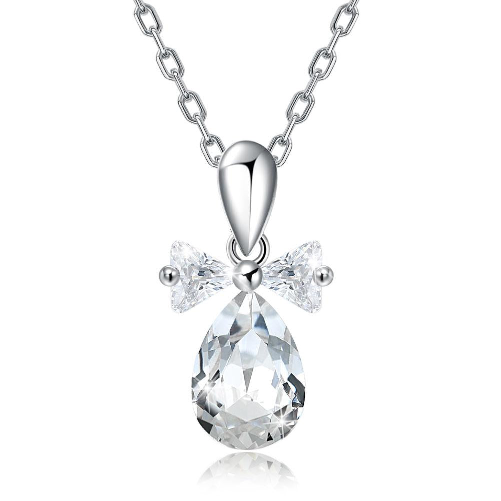 White Topaz Sterling Silver Swarovski Crystal Teardrop Necklace