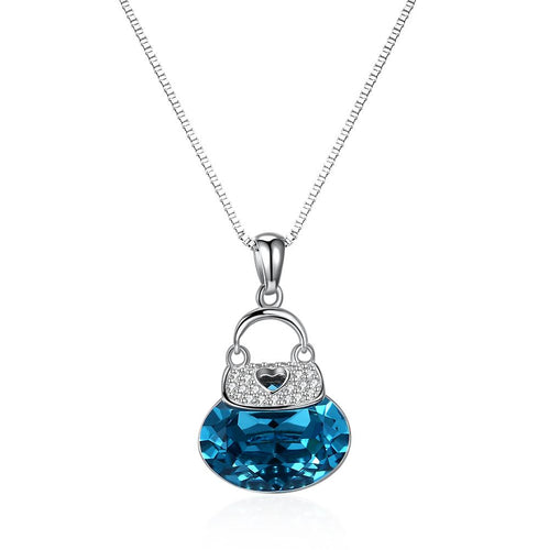 Blue Drop Necklace in Sterling Silver with Swarovski Crystals