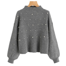 Load image into Gallery viewer, SHEIN Pearl Beaded Rib Knit  Womens Pullover Sweaters