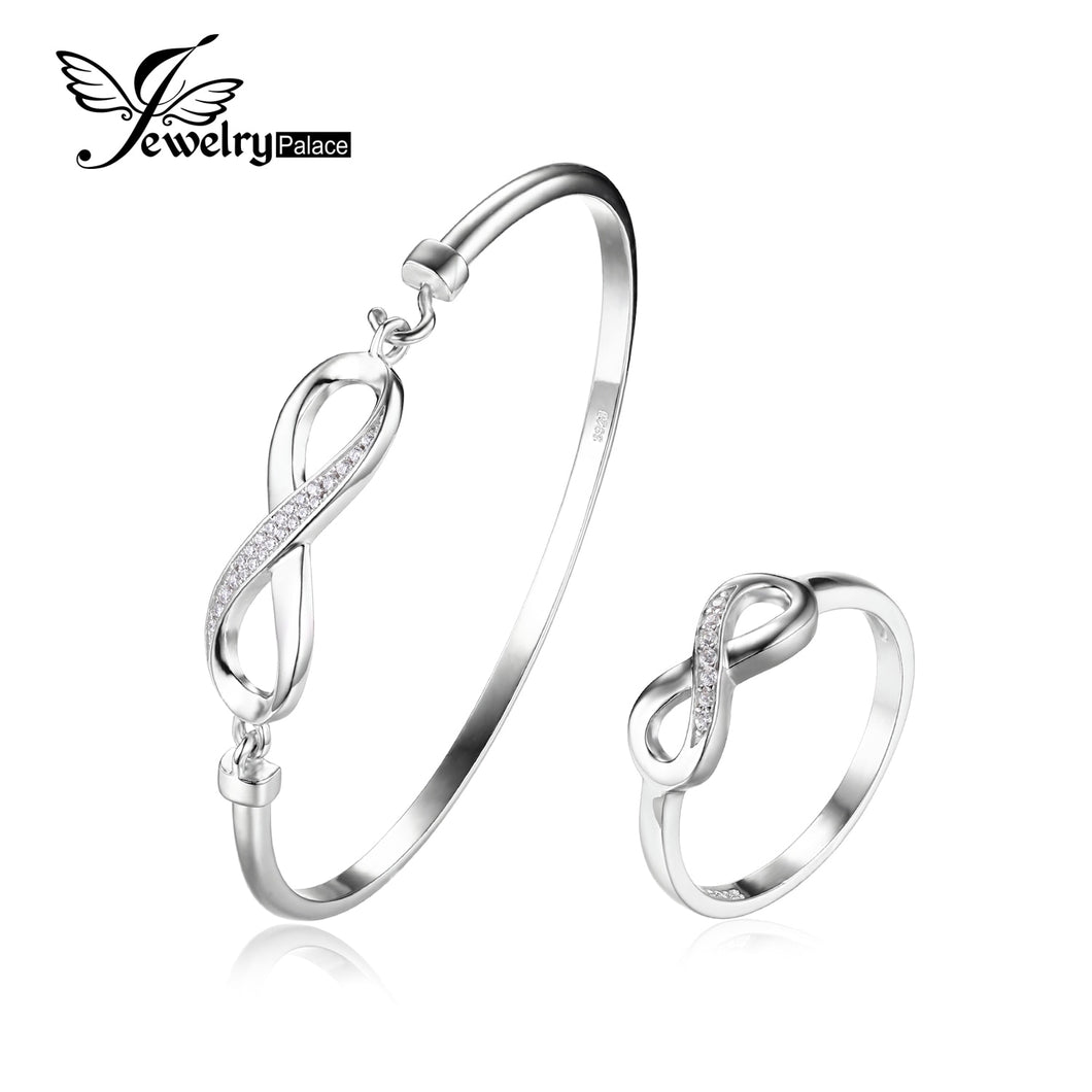 JewelryPalace Infinity Forever Love Ring &  Bangle Bracelet 925 Sterling Silver