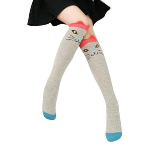 Children Kids Girl Animal Pattern Knee High Socks Cute Socks WH