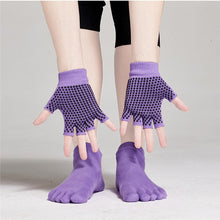 Load image into Gallery viewer, Yoga Socks and Gloves Set Non Slip Grip with Silicone Dots