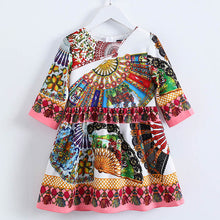 Load image into Gallery viewer, Beenira Children Fan Pattern Printed Dress Design 4-14Y