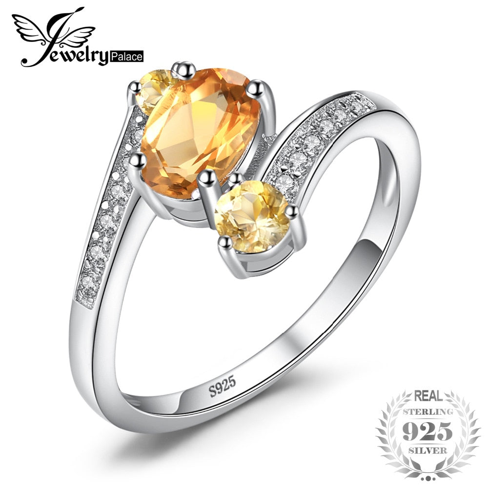 JewelryPalace 925 Sterling Silver 0.9ct Natural Citrine 3 Stone