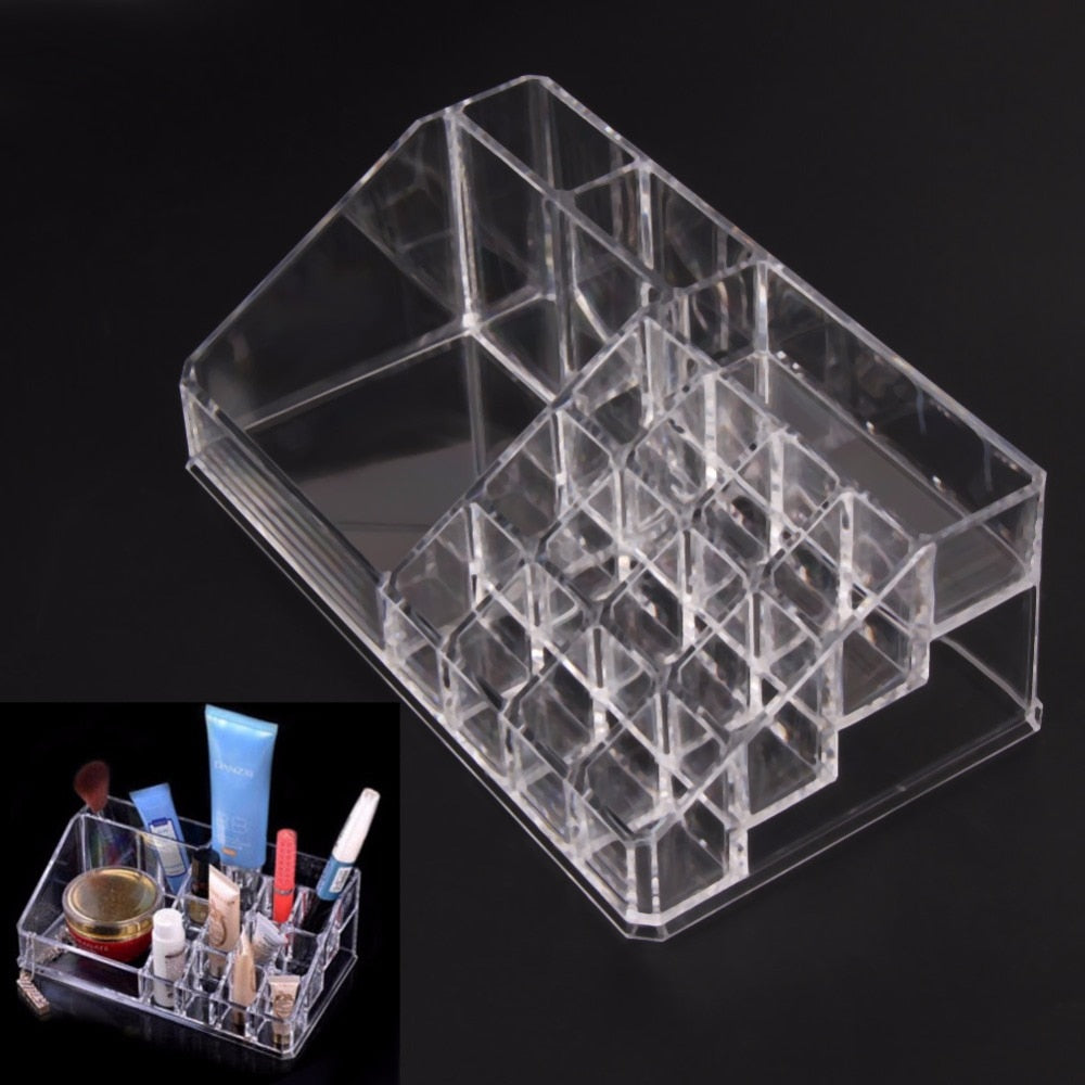 15 Grids Clear Acrylic Cosmetic Lip Sticks Organizer Case Transparent Makeup Tools Jewelry Lipstick Brushes Insert Holder Box