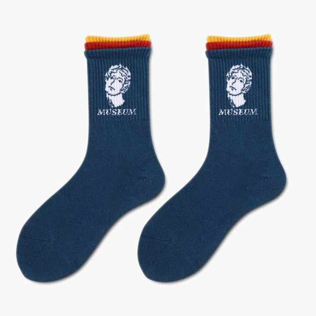 Van Gogh Calcetines Hombre Divertidos Japan Funny Skateboard Socks Men
