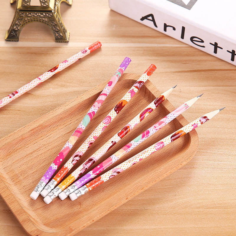 10pcs/lot Cute Kawaii Wooden Pencil  With Eraser