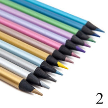 Load image into Gallery viewer, 12 colors/box Oily Metallic Non-Toxic Colored Drawing Pencils