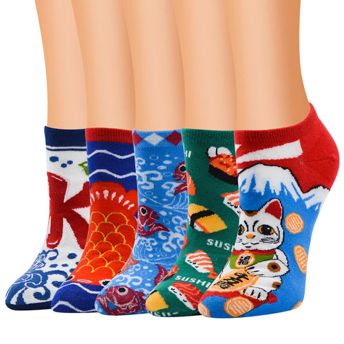 Women Cute Horizontal Multi-Color Pattern Tube Socks - Japanese inspiration