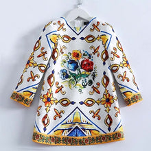Load image into Gallery viewer, Beenira Girls Dress  Printed Pattern Long-Sleeve Dress For 4-14Y