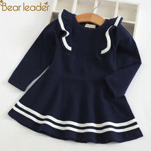 Load image into Gallery viewer, Bear Leader Girls DressRuffles A-Line Striped Full Sleeve Kids Dress  3T-7T