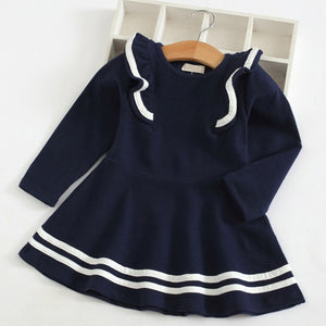 Bear Leader Girls DressRuffles A-Line Striped Full Sleeve Kids Dress  3T-7T