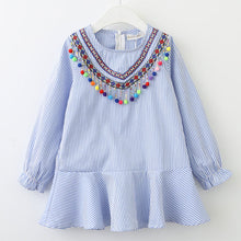 Load image into Gallery viewer, Bear Leader Girls DressRuffles A-Line Striped Full Sleeve Kids Dress  3T-7T