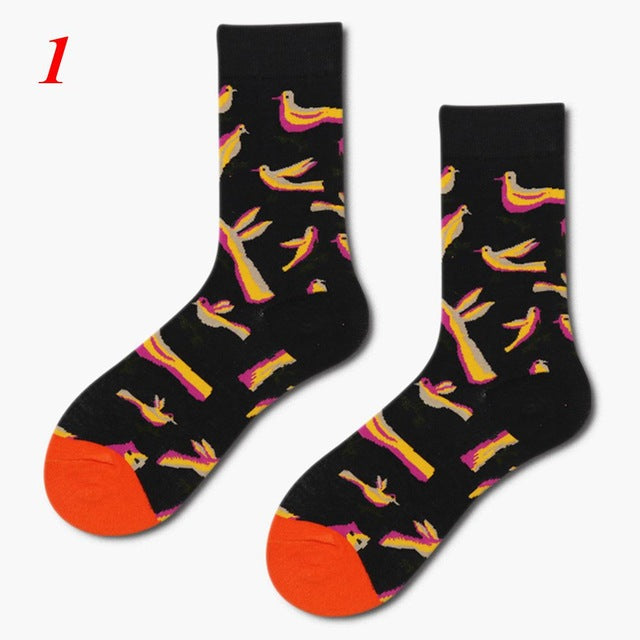 1Pair Cartoon Men/Women Socks Colorful Socks- Unisex Cotton  Funny Art Socks