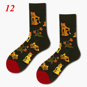 1Pair Cartoon Men/Women Socks Colorful Socks- Unisex Cotton  Funny Art Socks