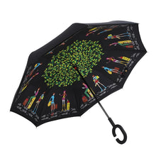 Load image into Gallery viewer, Self Stand Inside Out Rain C-Hook Hands Umbrellas Reverse Folding Windproof Umbrellas Double Layer Inverted Umbrella