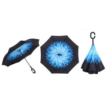 Load image into Gallery viewer, Self Stand Inside Out Rain C-Hook Hands Umbrellas Reverse Folding Windproof Umbrellas Double Layer Inverted Umbrella