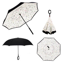 Load image into Gallery viewer, Self Stand Inside Out Rain C-Hook Hands Umbrellas Reverse Folding Windproof Umbrellas Double Layer Inverted Umbrella