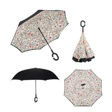 Load image into Gallery viewer, Self Stand Inside Out Rain C-Hook Hands Umbrellas Reverse Folding Windproof Umbrellas Double Layer Inverted Umbrella