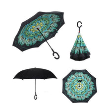 Load image into Gallery viewer, Self Stand Inside Out Rain C-Hook Hands Umbrellas Reverse Folding Windproof Umbrellas Double Layer Inverted Umbrella