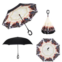 Load image into Gallery viewer, Self Stand Inside Out Rain C-Hook Hands Umbrellas Reverse Folding Windproof Umbrellas Double Layer Inverted Umbrella