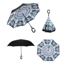 Load image into Gallery viewer, Self Stand Inside Out Rain C-Hook Hands Umbrellas Reverse Folding Windproof Umbrellas Double Layer Inverted Umbrella