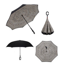 Load image into Gallery viewer, Self Stand Inside Out Rain C-Hook Hands Umbrellas Reverse Folding Windproof Umbrellas Double Layer Inverted Umbrella