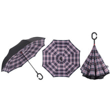 Load image into Gallery viewer, Self Stand Inside Out Rain C-Hook Hands Umbrellas Reverse Folding Windproof Umbrellas Double Layer Inverted Umbrella