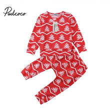 Load image into Gallery viewer, Christmas Pajama Sets Children Cotton Casual Sleepwear  Cotton Long Sleeve T Shirt Pant 2pcs